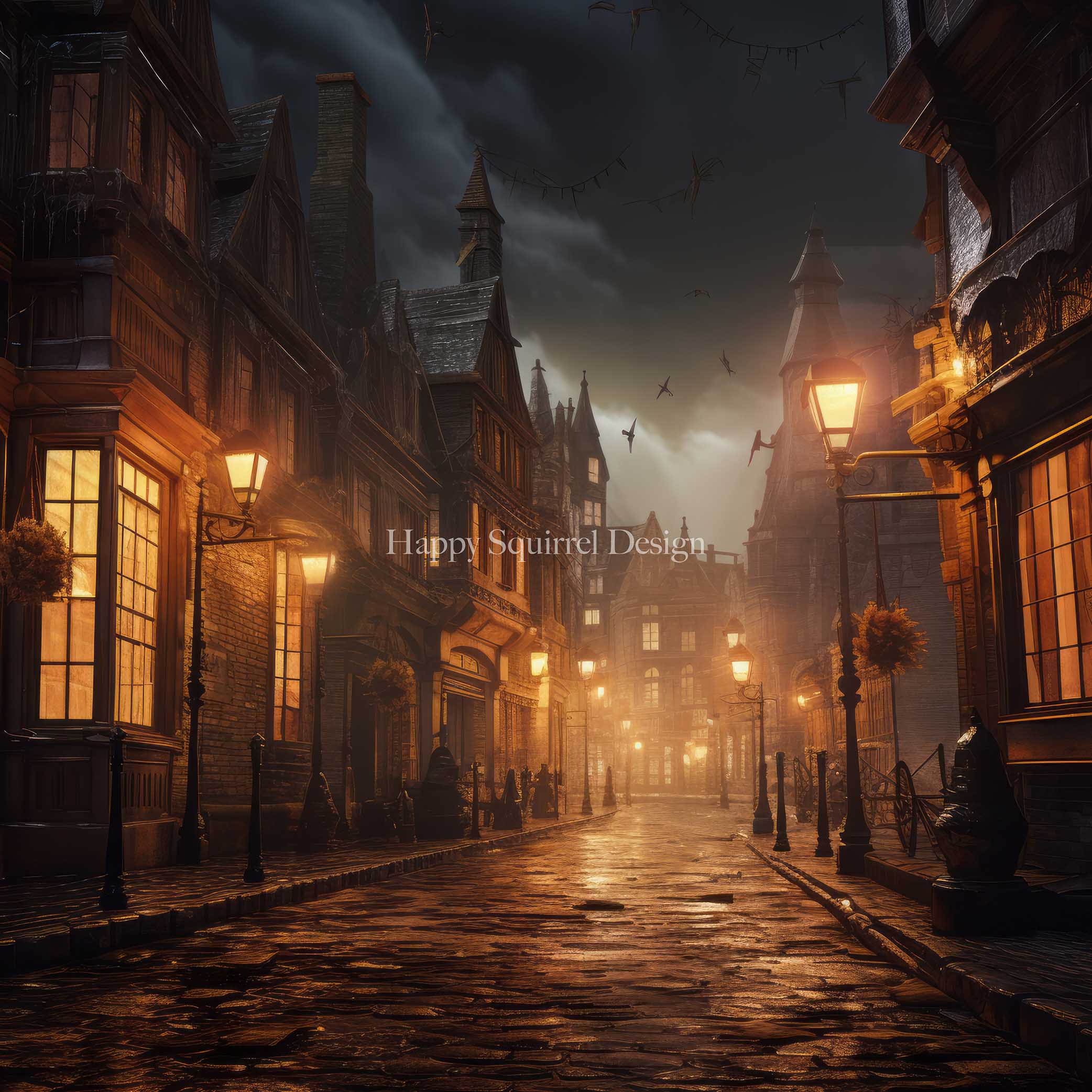 Kate Ville de minuit Lumière Toile de fond Conçu par Happy Squirrel Design - Kate Backdrop FR