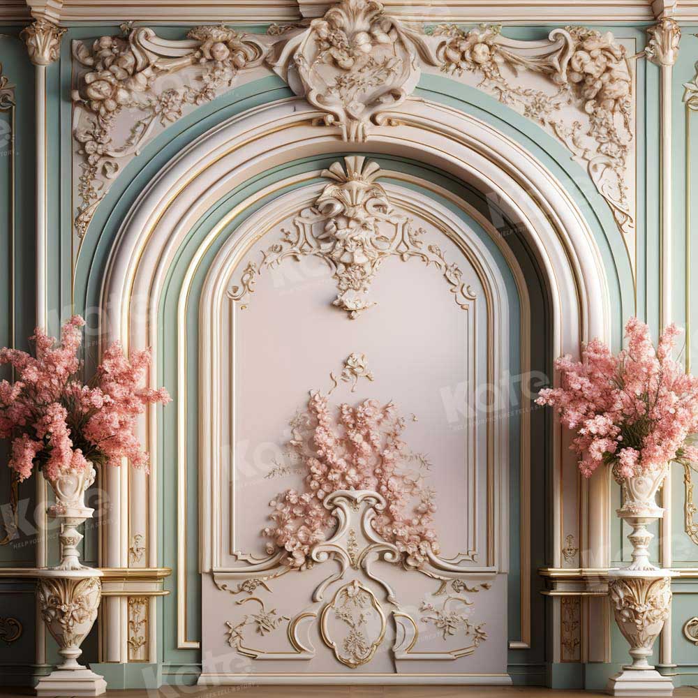 Kate Rose Vert Mur Vintage Fleurs Toile de fond conçue par Chain Photographie - Kate Backdrop FR