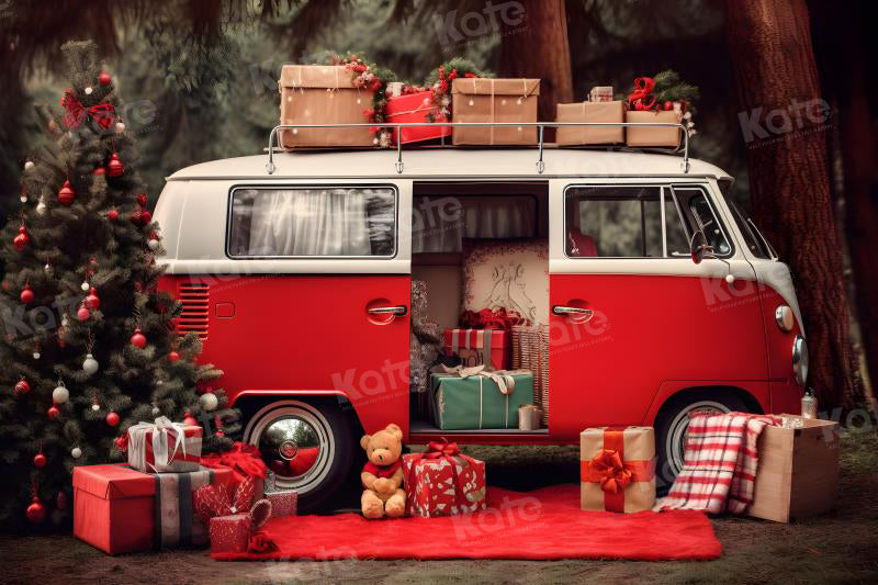 Kate Noël Voiture Rouge Cadeaux Arbre Toile de fond pour la photographie - Kate Backdrop FR