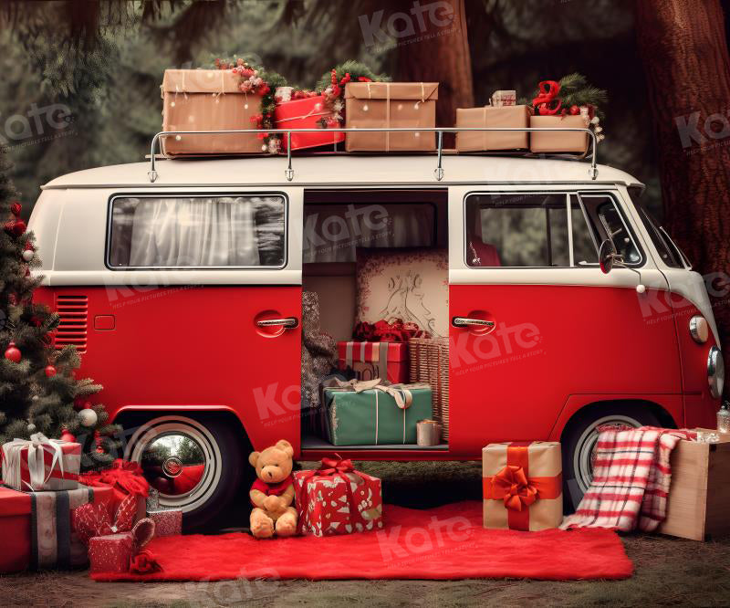 Kate Noël Voiture Rouge Cadeaux Arbre Toile de fond pour la photographie - Kate Backdrop FR