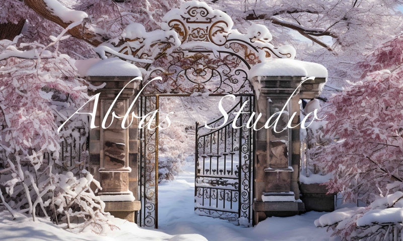 Kate Hiver Portail Arbres Neige Toile de fond conçue par Abbas Studio - Kate Backdrop FR