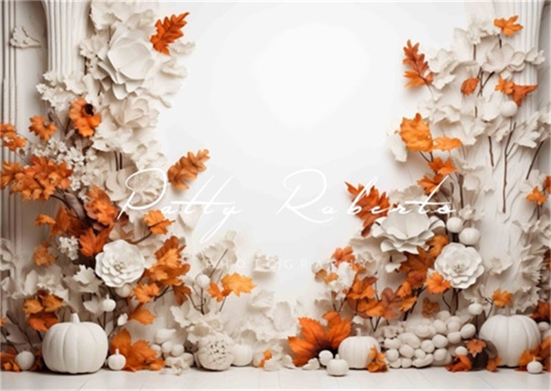 Kate Blanc Orange Automne Arbres Toile de fond Conçu par Patty Robert - Kate Backdrop FR