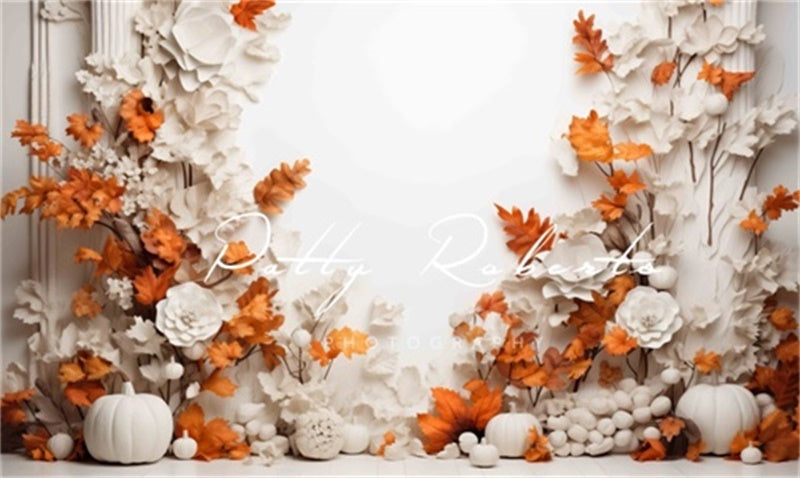 Kate Blanc Orange Automne Arbres Toile de fond Conçu par Patty Robert - Kate Backdrop FR