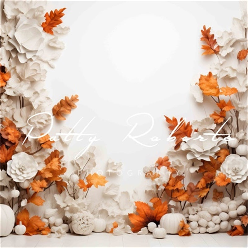 Kate Blanc Orange Automne Arbres Toile de fond Conçu par Patty Robert - Kate Backdrop FR