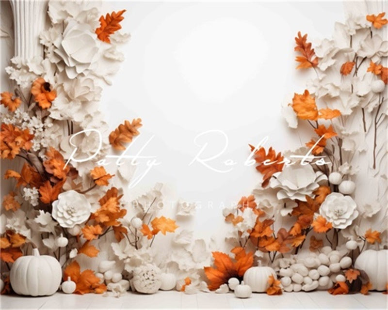 Kate Blanc Orange Automne Arbres Toile de fond Conçu par Patty Robert - Kate Backdrop FR