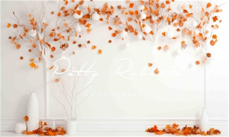 Kate Mur blanc Automne Arbres Toile de fond Conçu par Patty Robert - Kate Backdrop FR