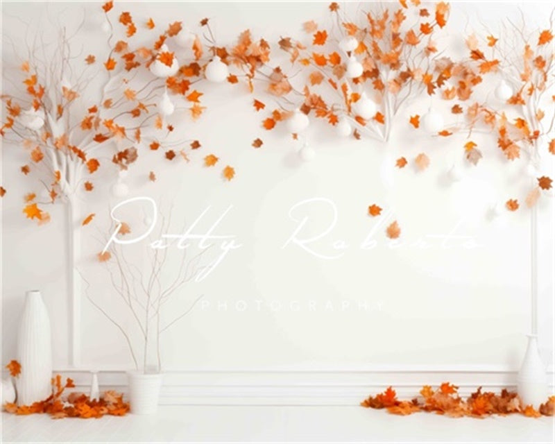 Kate Mur blanc Automne Arbres Toile de fond Conçu par Patty Robert - Kate Backdrop FR