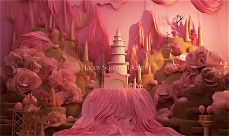 Kate Fleurs en papier Rose Tour Toile de fond Conçu par Happy Squirrel Design - Kate Backdrop FR