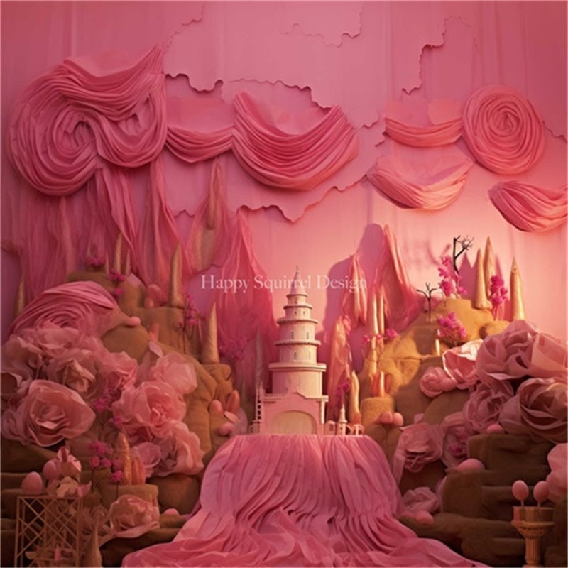 Kate Fleurs en papier Rose Tour Toile de fond Conçu par Happy Squirrel Design - Kate Backdrop FR