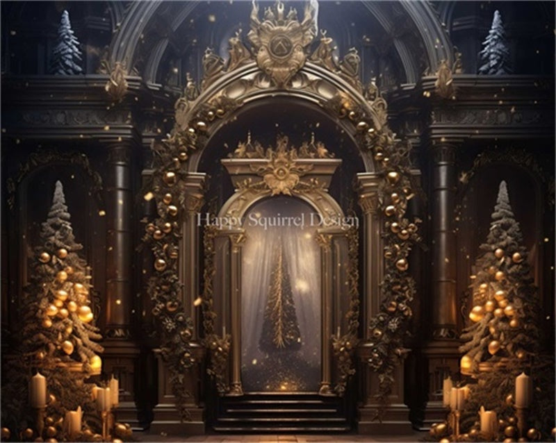Kate Sapin de Noël Doré Royal Toile de fond Conçu par Happy Squirrel Design - Kate Backdrop FR