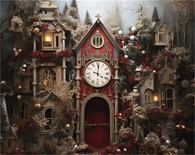 Kate Vacances Tour de l'horloge Toile de fond Conçu par Happy Squirrel Design - Kate Backdrop FR