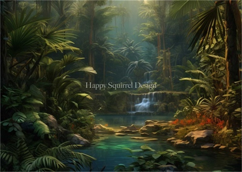 Kate Jungle Paradis Plante Vert Toile de fond Conçu par Happy Squirrel Design - Kate Backdrop FR