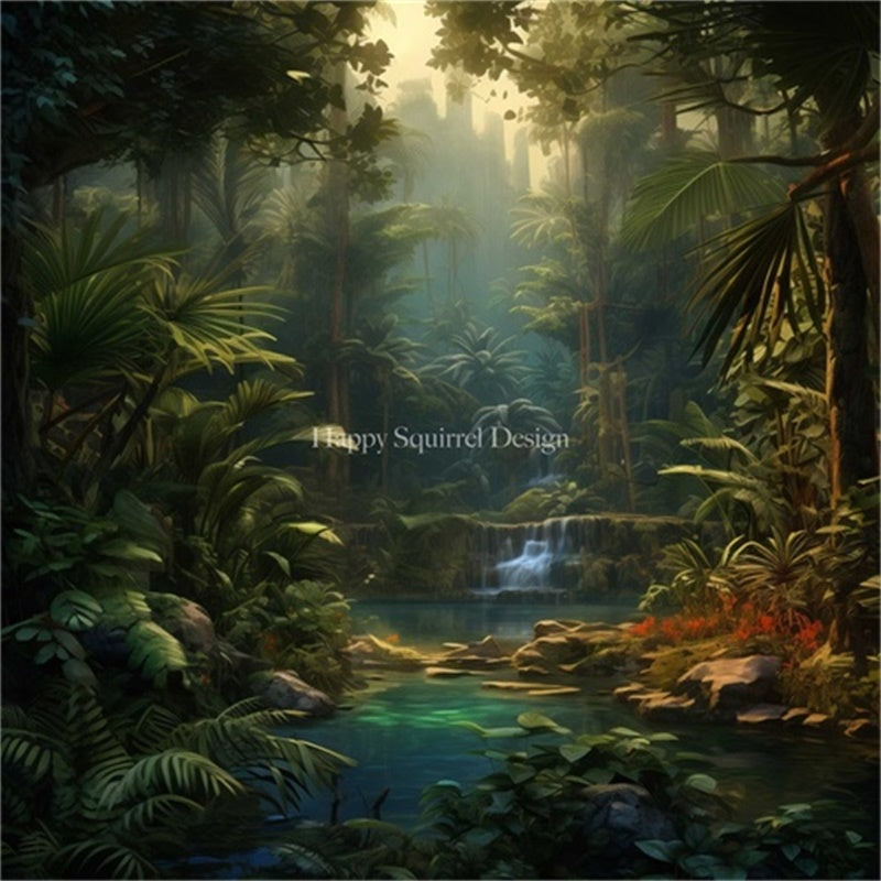 Kate Jungle Paradis Plante Vert Toile de fond Conçu par Happy Squirrel Design - Kate Backdrop FR