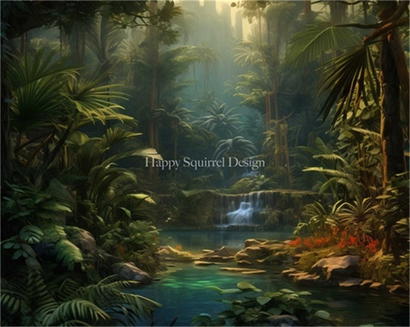 Kate Jungle Paradis Plante Vert Toile de fond Conçu par Happy Squirrel Design - Kate Backdrop FR