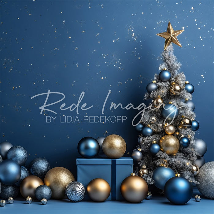 Kate Noël Bleu Cadeaux Arbre Toile de fond conçue par Lidia Redekopp - Kate Backdrop FR