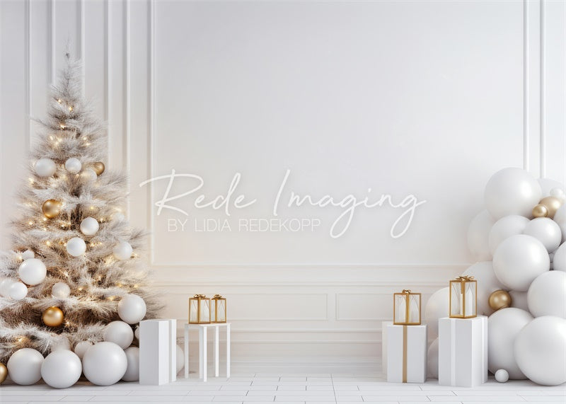 Kate Léger & Doré Noël Arbre Mur blanc Toile de fond conçue par Lidia Redekopp - Kate Backdrop FR