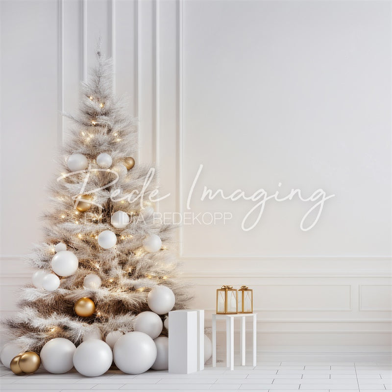 Kate Léger & Doré Noël Arbre Mur blanc Toile de fond conçue par Lidia Redekopp - Kate Backdrop FR