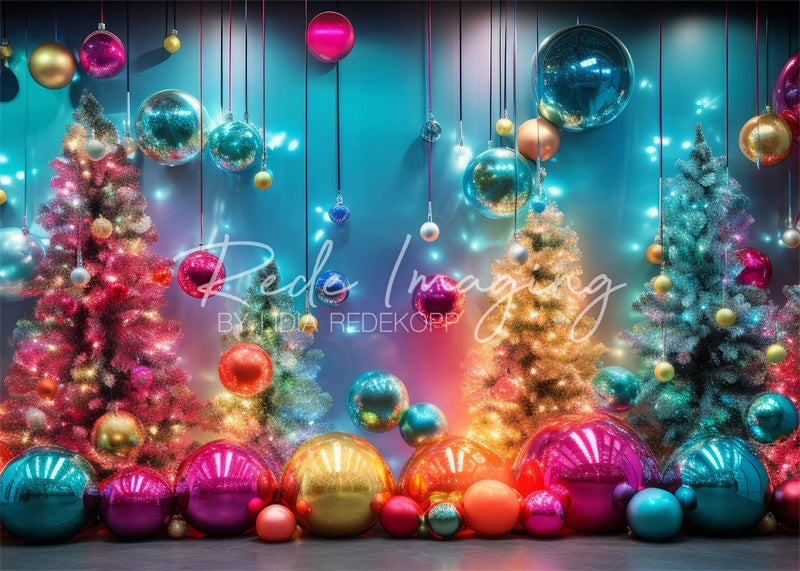Kate Lueur au Néon Noël Coloré Toile de fond conçue par Lidia Redekopp - Kate Backdrop FR