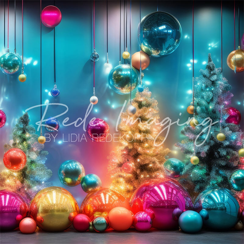 Kate Lueur au Néon Noël Coloré Toile de fond conçue par Lidia Redekopp - Kate Backdrop FR
