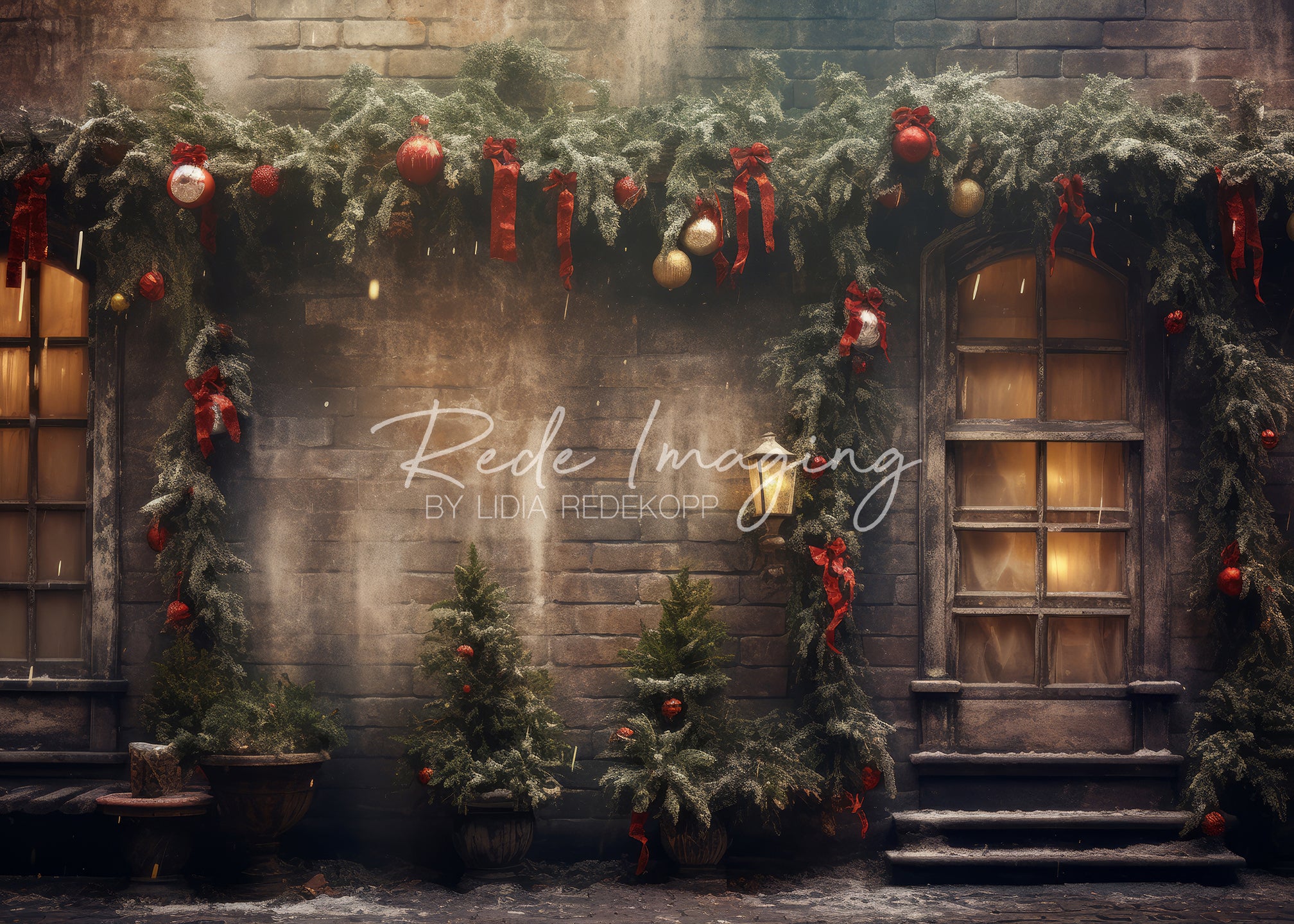 Kate Rubans & Noeuds Noël Plante Extérieur Toile de fond conçue par Lidia Redekopp