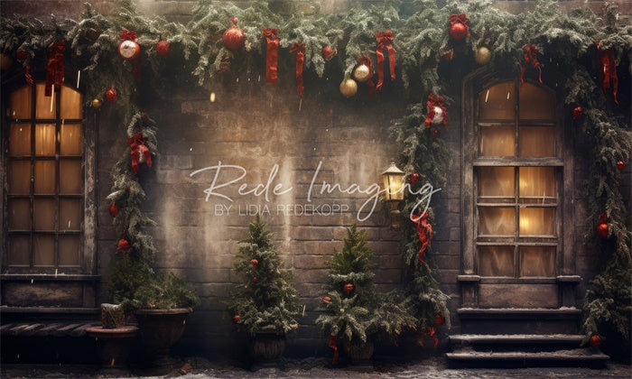 Kate Rubans & Noeuds Noël Plante Extérieur Toile de fond conçue par Lidia Redekopp