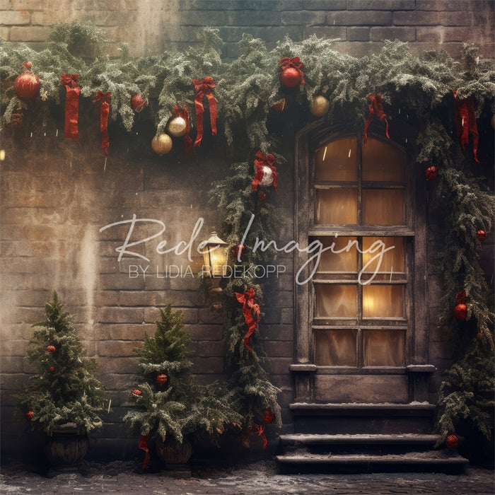 Kate Rubans & Noeuds Noël Plante Extérieur Toile de fond conçue par Lidia Redekopp