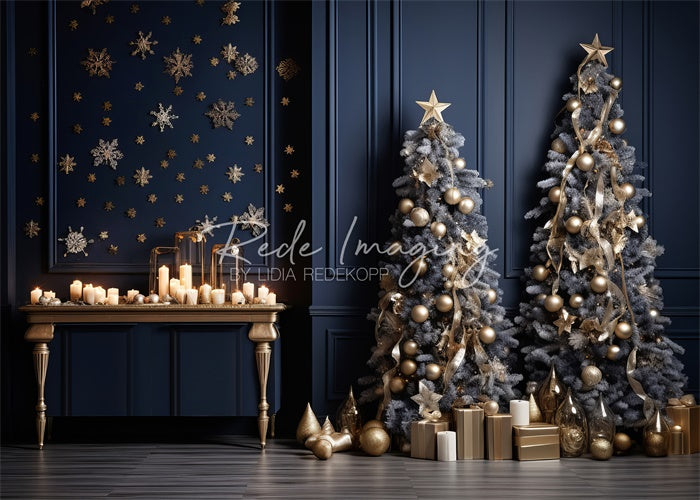 Kate Royal Bleu & Doré Noël Toile de fond conçue par Lidia Redekopp