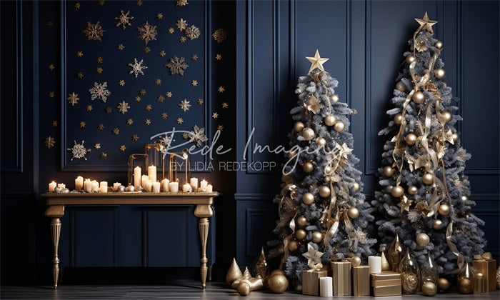 Kate Royal Bleu & Doré Noël Toile de fond conçue par Lidia Redekopp