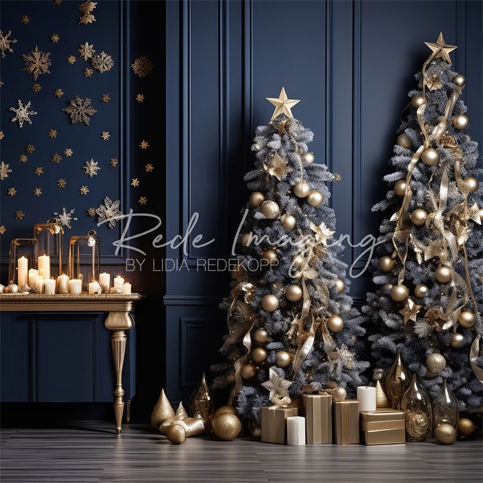 Kate Royal Bleu & Doré Noël Toile de fond conçue par Lidia Redekopp