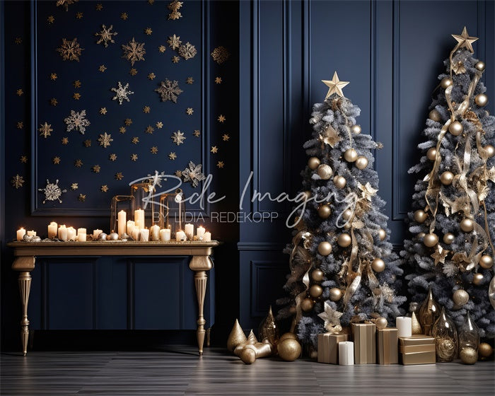 Kate Royal Bleu & Doré Noël Toile de fond conçue par Lidia Redekopp