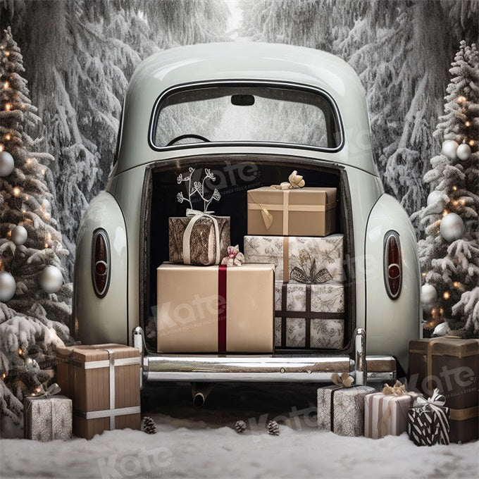 Kate Hiver Noël Voiture Cadeaux Toile de fond conçu par Emetselch - Kate Backdrop FR