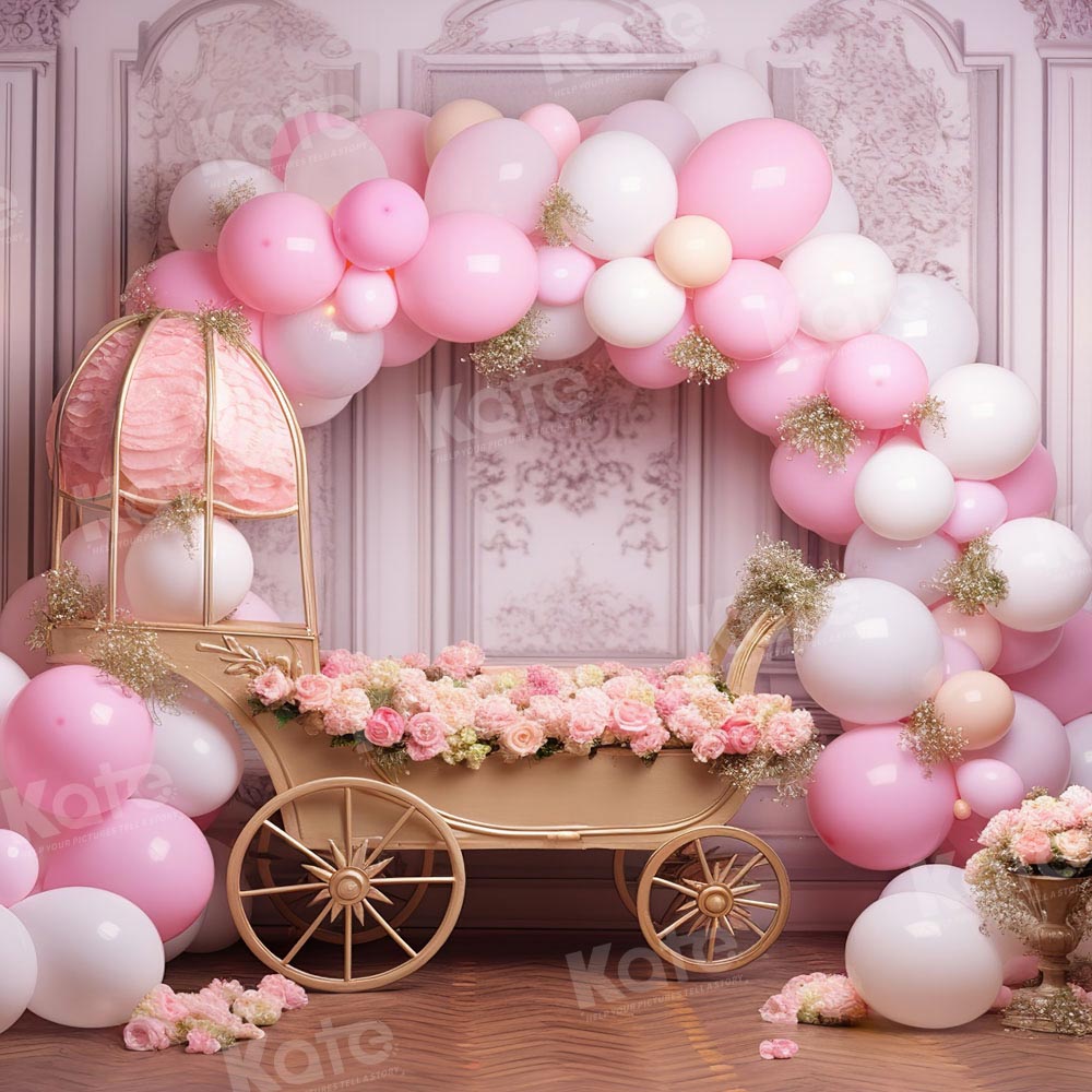 Kate Printemps Rose Ballon Chariot floral Toile de fond conçue par Emetselch - Kate Backdrop FR
