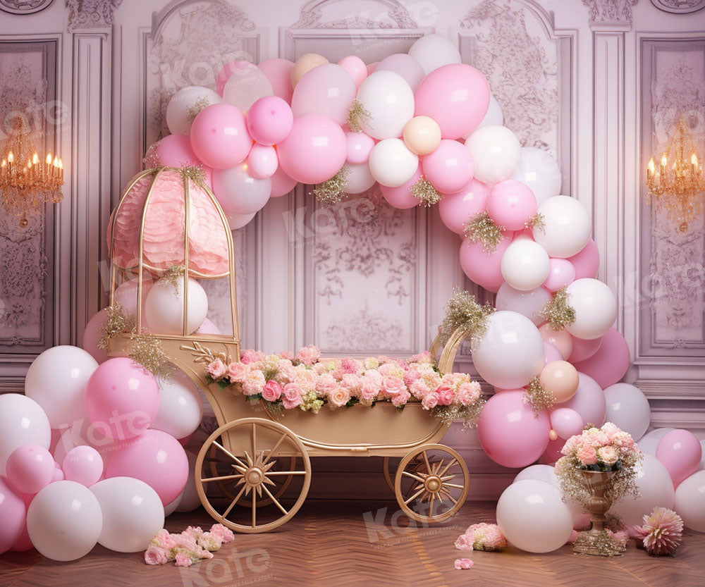 Kate Printemps Rose Ballon Chariot floral Toile de fond conçue par Emetselch - Kate Backdrop FR