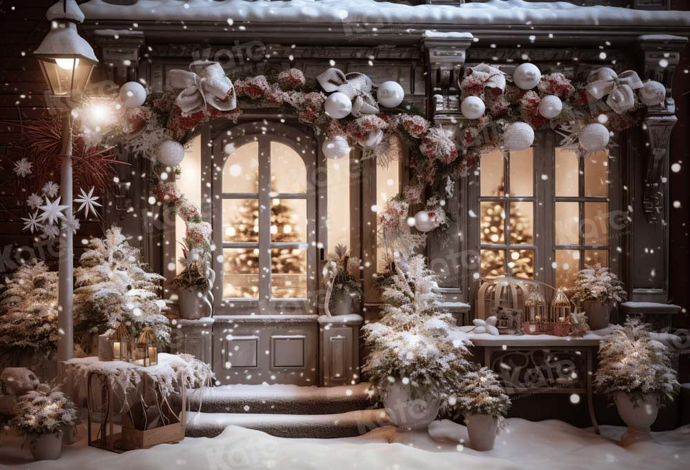 Kate Hiver Noël Maison Neige Cour Toile de fond conçue par Emetselch - Kate Backdrop FR