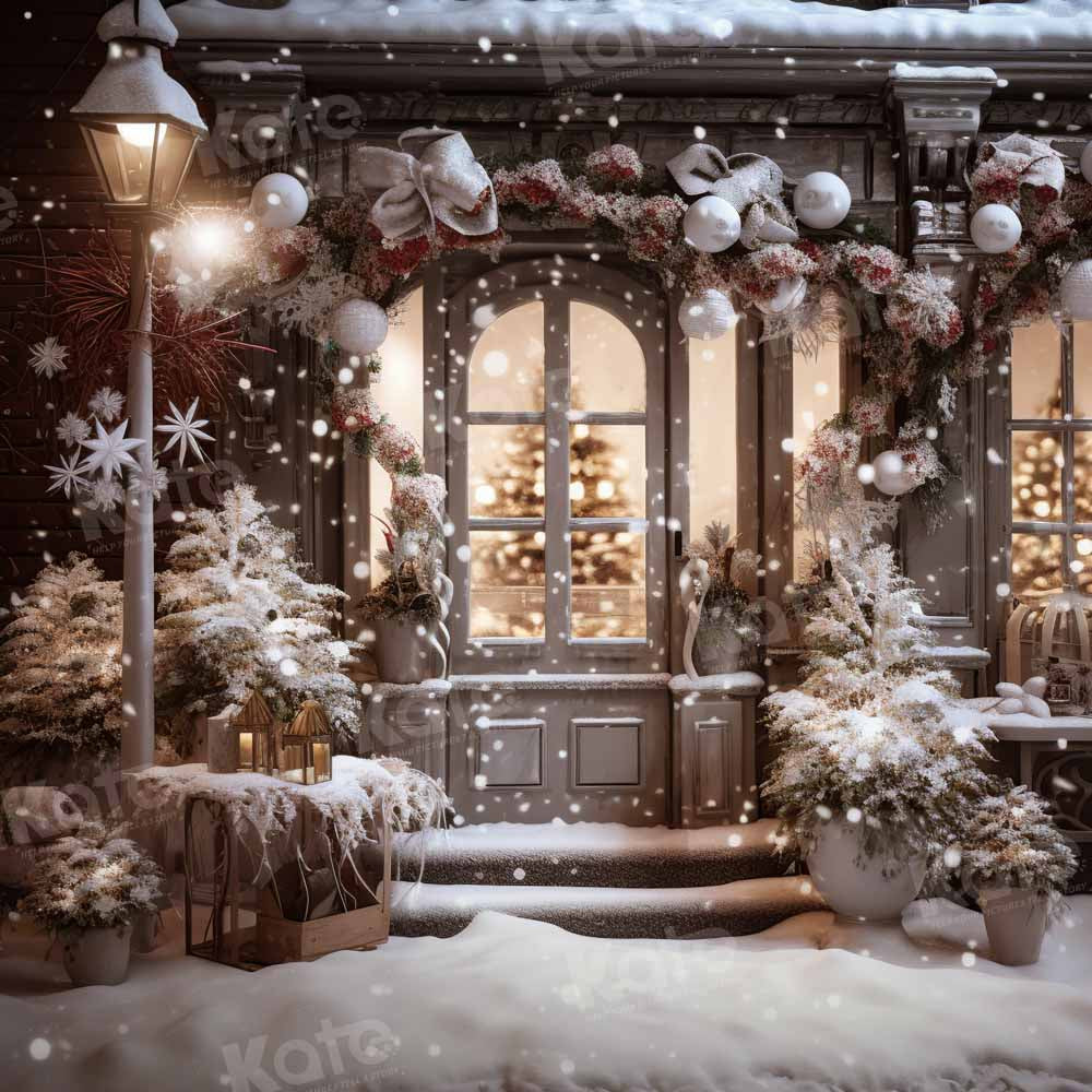 Kate Hiver Noël Maison Neige Cour Toile de fond conçue par Emetselch - Kate Backdrop FR