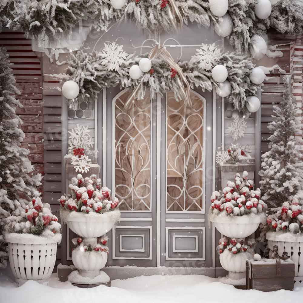 Kate Hiver Noël Maison Porte Neige Toile de fond conçue par Emetselch - Kate Backdrop FR