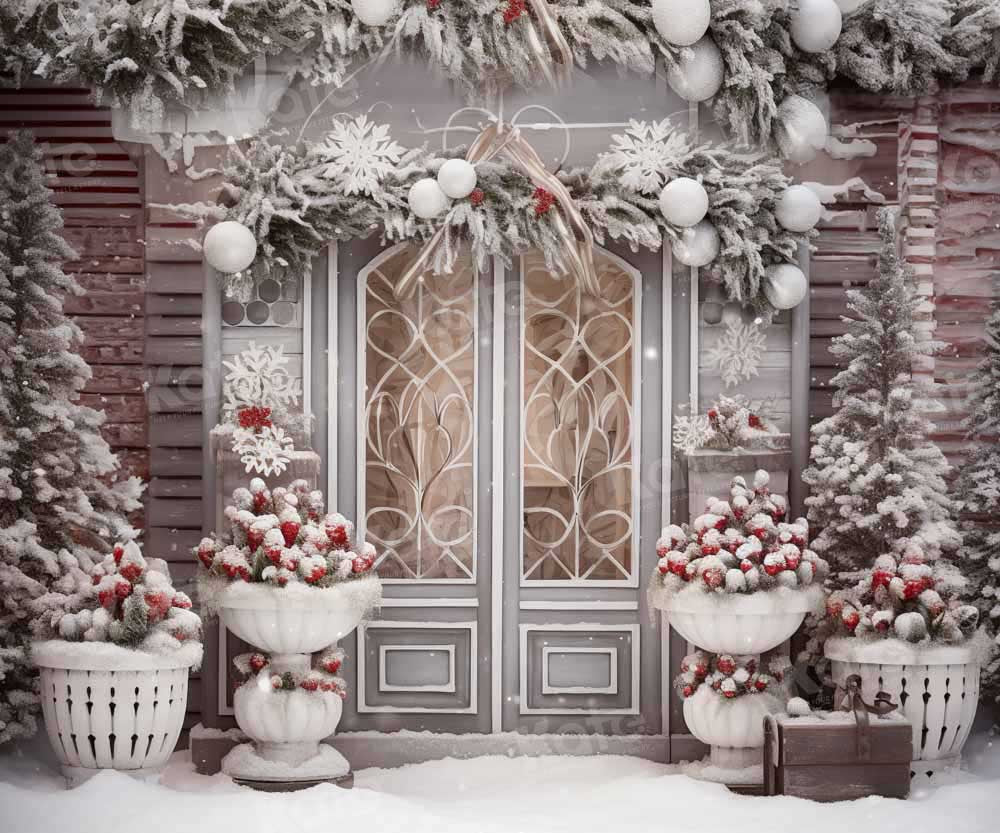 Kate Hiver Noël Maison Porte Neige Toile de fond conçue par Emetselch - Kate Backdrop FR