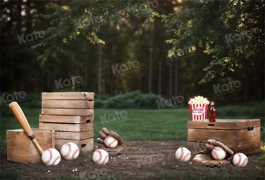 Kate Été Champ d'herbe Base-ball Toile de fond pour la photographie