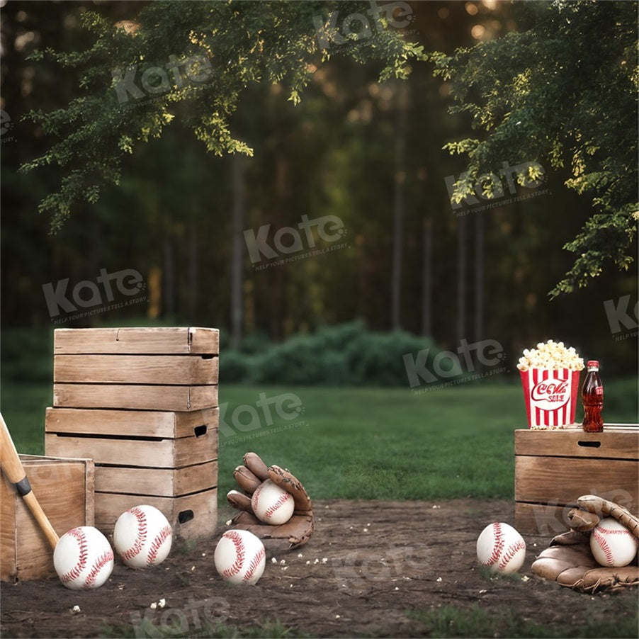 Kate Été Champ d'herbe Base-ball Toile de fond pour la photographie