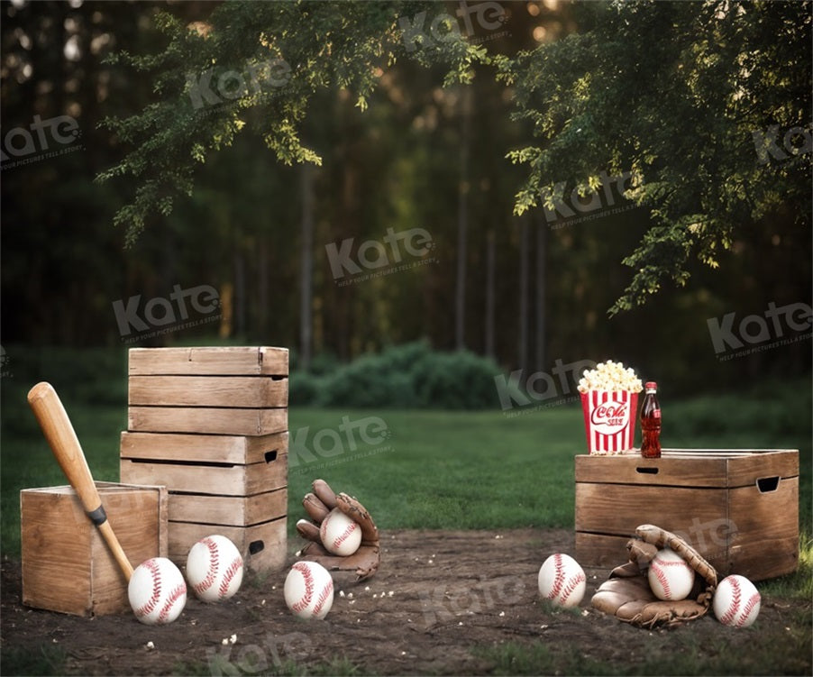 Kate Été Champ d'herbe Base-ball Toile de fond pour la photographie