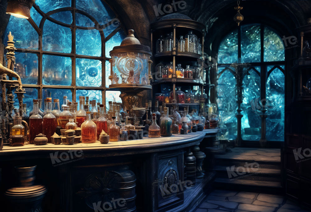 Kate Médiéval Laboratoire Magique Bleu Toile de fond conçu par Emetselch - Kate Backdrop FR