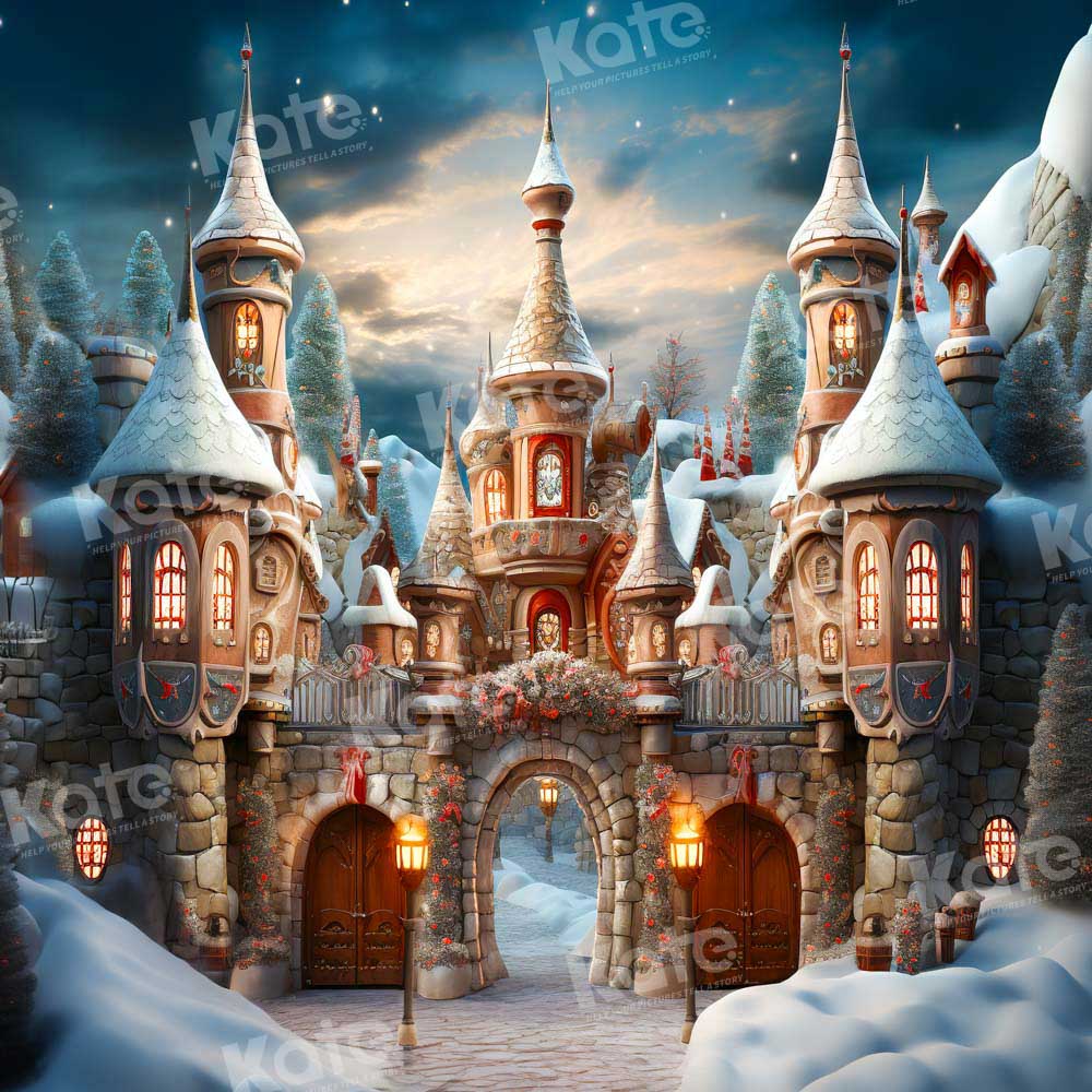 Kate Noël Château Hiver Neige Toile de fond conçue par Emetselch - Kate Backdrop FR