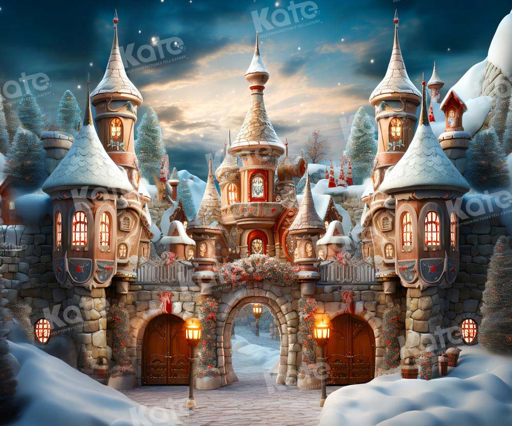 Kate Noël Château Hiver Neige Toile de fond conçue par Emetselch - Kate Backdrop FR