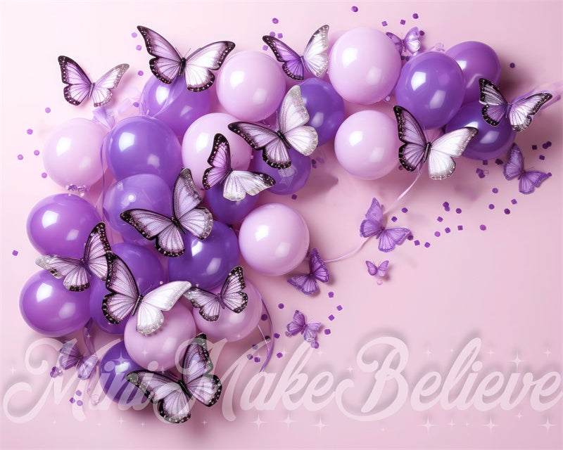 Kate Ballons Papillon Anniversaire Toile de fond conçue par Mini MakeBelieve - Kate Backdrop FR