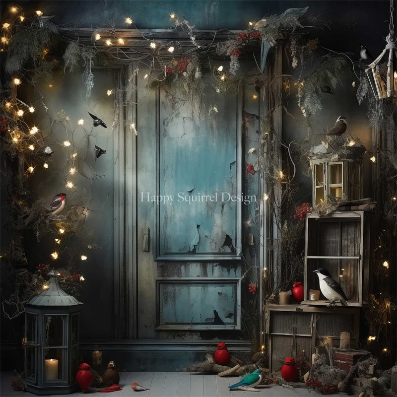 Kate Oiseau Noël Vieux mur Toile de fond Conçu par Happy Squirrel Design - Kate Backdrop FR