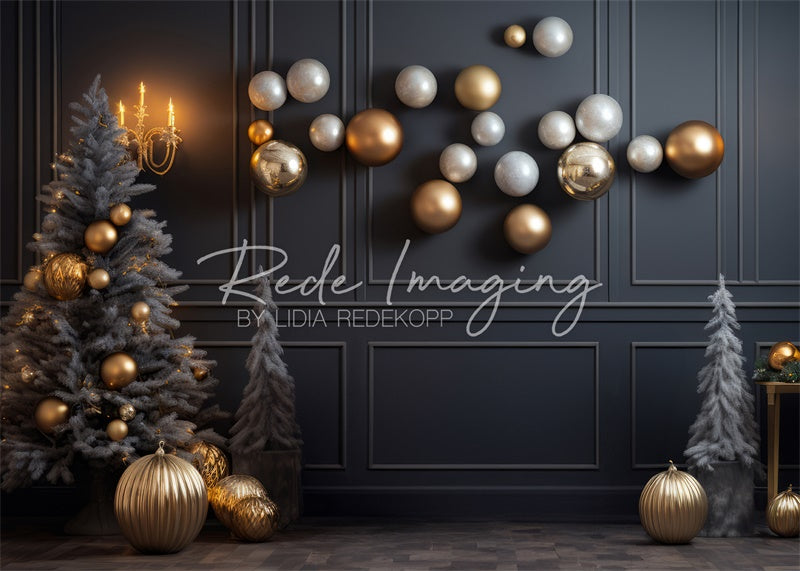 Kate Moderne Or & Gris Noël Toile de fond conçue par Lidia Redekopp - Kate Backdrop FR