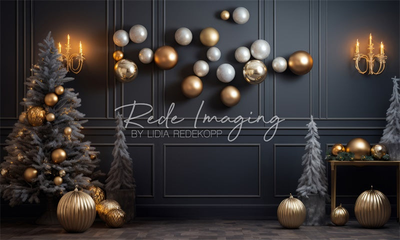 Kate Moderne Or & Gris Noël Toile de fond conçue par Lidia Redekopp - Kate Backdrop FR