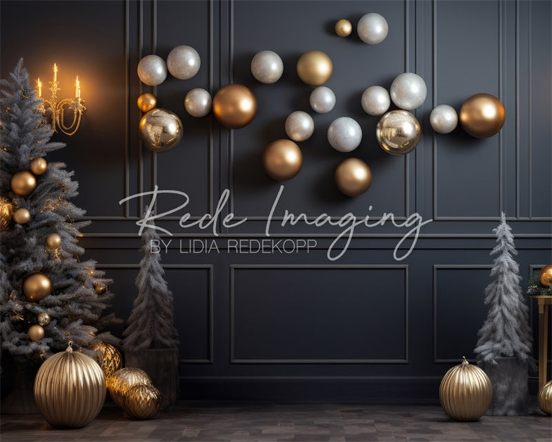 Kate Moderne Or & Gris Noël Toile de fond conçue par Lidia Redekopp - Kate Backdrop FR