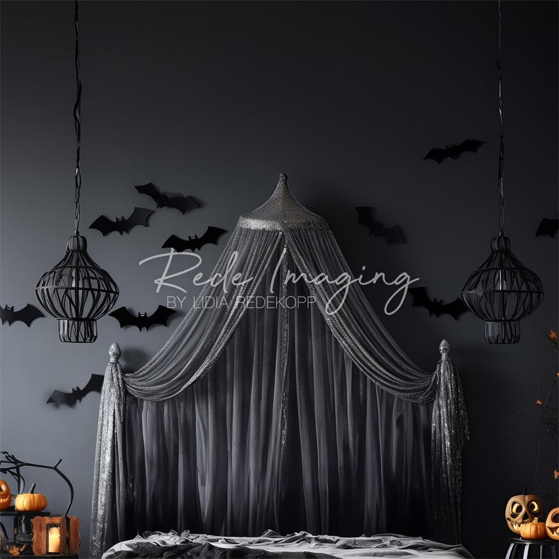 Kate Chauve-souris Halloween Tête de lit Toile de fond conçue par Lidia Redekopp