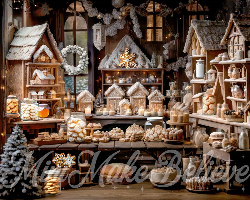 Kate Hiver Pain d'épice Boulangerie Cuisine Toile de fond conçue par Mini MakeBelieve - Kate Backdrop FR